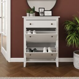 GFW Deluxe Two Tier Shoe Cabinet in White - thumbnail 3