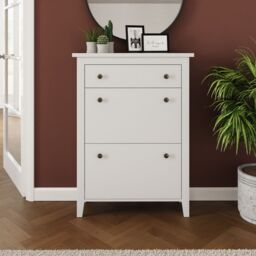 GFW Deluxe Two Tier Shoe Cabinet in White
