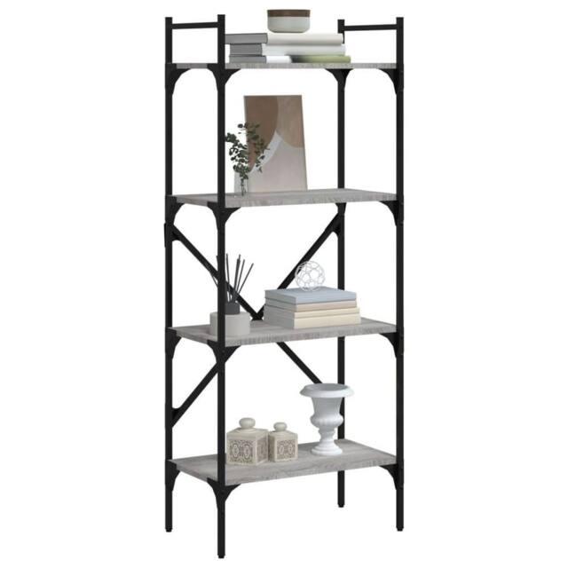 Berkfield Home Decorative Bookcase 4-Tier Grey Sonoma 56x31.5x138.5 cm Engineere - image 1