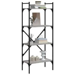 Berkfield Home Decorative Bookcase 4-Tier Grey Sonoma 56x31.5x138.5 cm Engineere - thumbnail 1