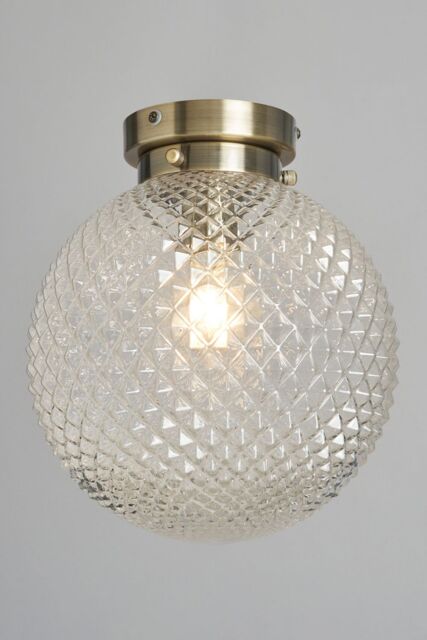 BHS Lighting Diana Antique Brass Flush Bathroom Ceiling Light in Gold - image 1