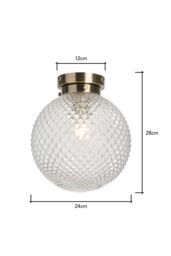 BHS Lighting Diana Antique Brass Flush Bathroom Ceiling Light in Gold - thumbnail 5