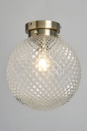 BHS Lighting Diana Antique Brass Flush Bathroom Ceiling Light in Gold - thumbnail 1