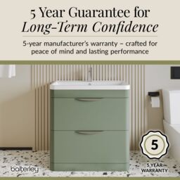 Balterley Contemporary Floor 2 Drawer Bathroom Vanity Unit, Satin Green, 800mm in Green - thumbnail 6