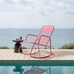 Wyld and Coco Pink Aluminium Slatted Garden Rocking Chair - Modern Outdoor
