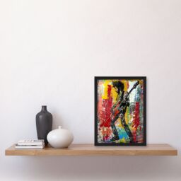 "Artery8 Colourful Bassist Rocker Portrait Street Art Framed Art Print - Size: W12"" x H16""" - thumbnail 4