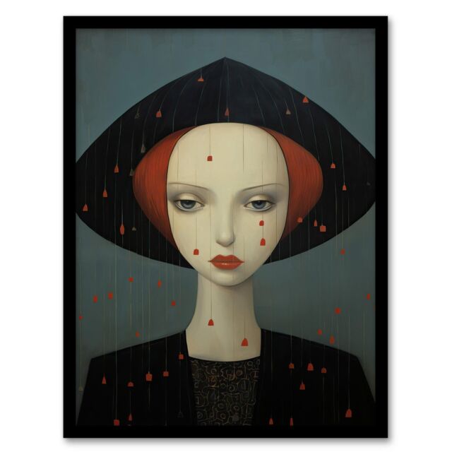 Wee Blue Coo Wall Art Print Don't Rain On My Parade Red Haired Woman Living Room Framed in Black - Size: A4 - image 1