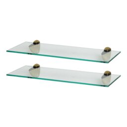 Harbour Housewares 2x Floating Glass Shelves - 50cm - Bathroom Shower Storage Display in Gold