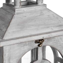 Wyld Haus Set of Three Greywashed Wooden Lanterns Arched Window & Handles in Grey - thumbnail 4