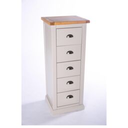 Cabinet Bits Loreo 5 Drawer Narrow Chest of Drawers Chrome Cup Handle in Light Grey - thumbnail 3