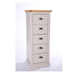 Cabinet Bits Loreo 5 Drawer Narrow Chest of Drawers Chrome Cup Handle in Light Grey - thumbnail 2