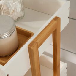 Home Source Bamboo Storage Trolley White 4 Tier Wheels Kitchen Bathroom Organiser - thumbnail 5