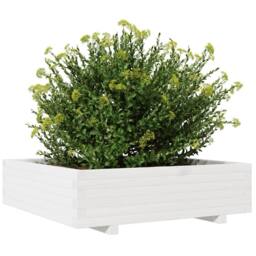 Berkfield Home Decorative Garden Planter White 90x90x26.5 cm Solid Wood Pine - thumbnail 4