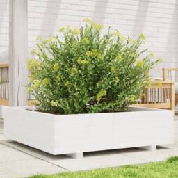Berkfield Home Decorative Garden Planter White 90x90x26.5 cm Solid Wood Pine - thumbnail 2