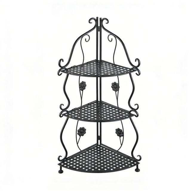 KORVIXA 3-Tier Metal Plant Stand Garden Flower Display Rack in Black - image 1