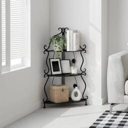 KORVIXA 3-Tier Metal Plant Stand Garden Flower Display Rack in Black - thumbnail 4