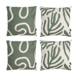 icon Indoor & Outdoor Abstract Printed Waterproof Cushion, Squiggle & Leaf (4-Pack) - Size: 43 cm x 43 cm - thumbnail 1