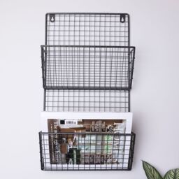 Charles Bentley Charnwood Contemporary Iron Grey Mountable Magazine Rack In/Outside Use 1.2kg - thumbnail 4