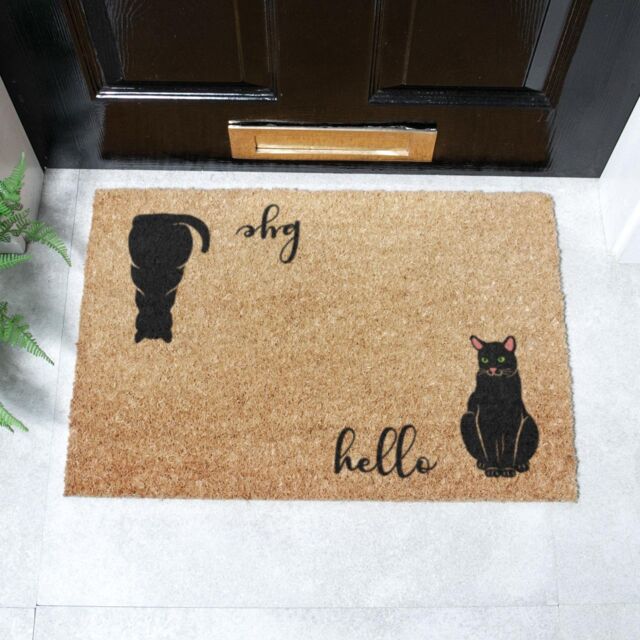 Artsy Mats Hello Bye Cats Doormat (60 x 40cm) in Brown - Size: 40 cm x 60 cm - image 1