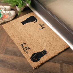 Artsy Mats Hello Bye Cats Doormat (60 x 40cm) in Brown - Size: 40 cm x 60 cm - thumbnail 2