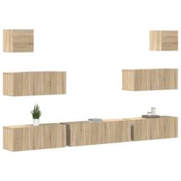 Berkfield Home Classic 7 Piece TV Cabinet Set Sonoma Oak Engineered Wood in Light Brown
