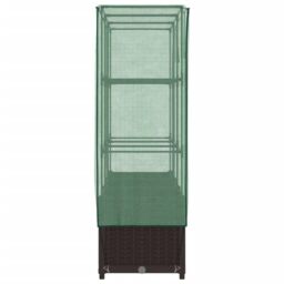 Berkfield Home Raised Bed with Greenhouse Cover Rattan Look 120x40x138 cm in Brown - Size: 120 x 40 x 138 cm - thumbnail 5