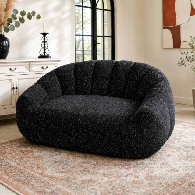 STILVORA 2 Seater Bean Bag Sofa with High Density Sponge in Black - image 1