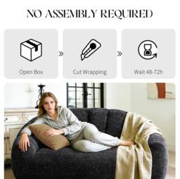 STILVORA 2 Seater Bean Bag Sofa with High Density Sponge in Black - thumbnail 8