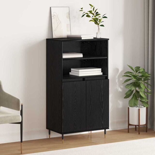 Berkfield Home Highboard with Shelf with Storage with Door Black Engineered wood - image 1