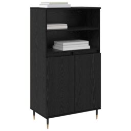 Berkfield Home Highboard with Shelf with Storage with Door Black Engineered wood - thumbnail 3