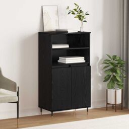 Berkfield Home Highboard with Shelf with Storage with Door Black Engineered wood - thumbnail 1