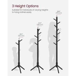 Kelvenix Black Standing Coat Rack, Solid Wood Coat Rack - thumbnail 4