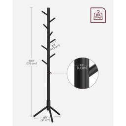 Kelvenix Black Standing Coat Rack, Solid Wood Coat Rack - thumbnail 2
