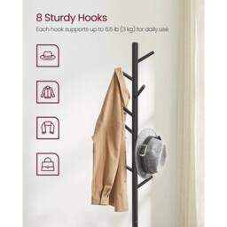 Kelvenix Black Standing Coat Rack, Solid Wood Coat Rack - thumbnail 3