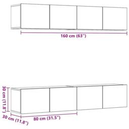 Berkfield Home Wall Mounted TV cabinets 4 pcs Artisan Oak Engineered Wood in Brown - thumbnail 7