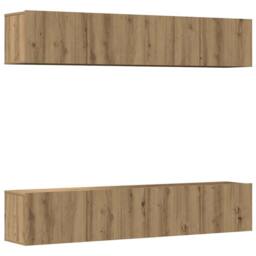Berkfield Home Wall Mounted TV cabinets 4 pcs Artisan Oak Engineered Wood in Brown - thumbnail 3