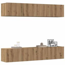Berkfield Home Wall Mounted TV cabinets 4 pcs Artisan Oak Engineered Wood in Brown - thumbnail 2