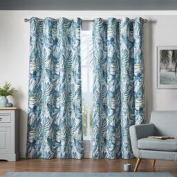 Luxury Living Mala Room Darkening Ring Top Curtains in Green - Size: 229 cm width x 274 cm drop - thumbnail 2