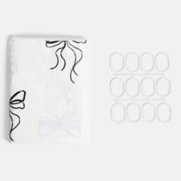 OHS Bows Mould Proof Shower Curtain with 12 Hooks in Black - Size: 180 cm width x 180 cm drop - thumbnail 7