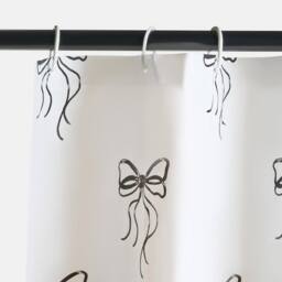 OHS Bows Mould Proof Shower Curtain with 12 Hooks in Black - Size: 180 cm width x 180 cm drop - thumbnail 5