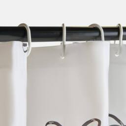 OHS Bows Mould Proof Shower Curtain with 12 Hooks in Black - Size: 180 cm width x 180 cm drop - thumbnail 4