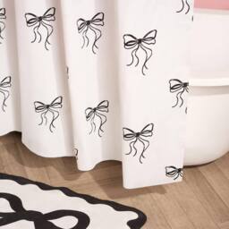 OHS Bows Mould Proof Shower Curtain with 12 Hooks in Black - Size: 180 cm width x 180 cm drop - thumbnail 2
