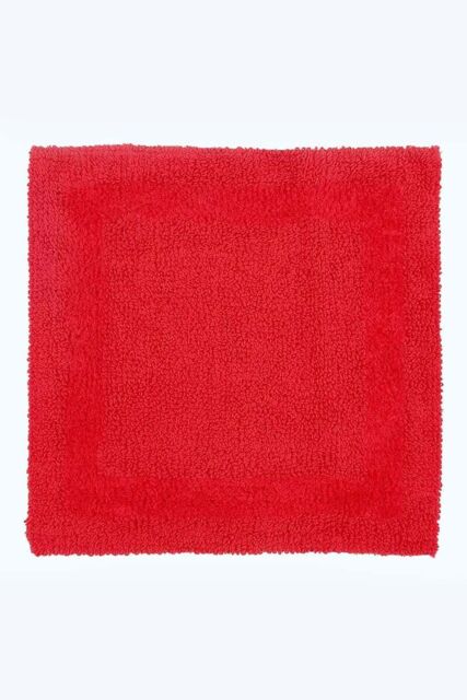Homescapes Luxury Square Bath Mat 1600GSM 100% Cotton Reversible Shower Mat, 50cm in Red - image 1