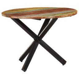 Berkfield Home Beautiful Dining Table Round 100x100x75 cm Solid Reclaimed Wood in Brown - Size: 100 x 100 x 75 cm - thumbnail 7