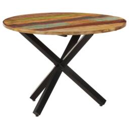 Berkfield Home Beautiful Dining Table Round 100x100x75 cm Solid Reclaimed Wood in Brown - Size: 100 x 100 x 75 cm - thumbnail 8