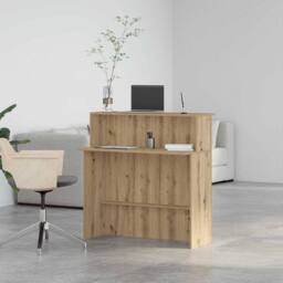 Berkfield Home Reception Desk Artisan Oak 100x50x103.5 cm Engineered Wood in Brown - thumbnail 2