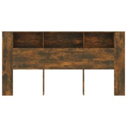 Berkfield Home Headboard Cabinet Smoked Oak 200x18.5x104.5 cm in Brown - thumbnail 3