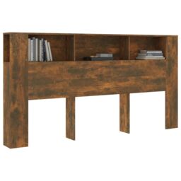 Berkfield Home Headboard Cabinet Smoked Oak 200x18.5x104.5 cm in Brown - thumbnail 6