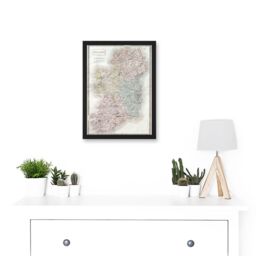 Artery8 Vintage Map 1850 Hall Ireland Emmerald Isle A4 Artwork Framed Wall Art Print in Black - thumbnail 2