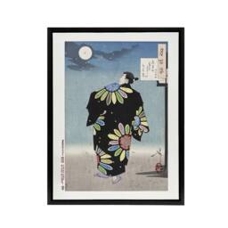 "Artery8 Yoshitoshi Fukami Jikyu Vintage Japanese Ukiyo-e Framed Canvas Art in Blue - Size: W12"" x H16""" - thumbnail 1